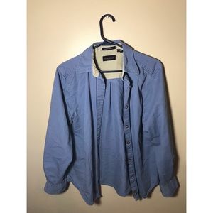 Long sleeve blue button down.